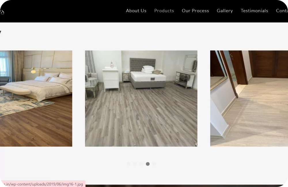 Product display section of the application